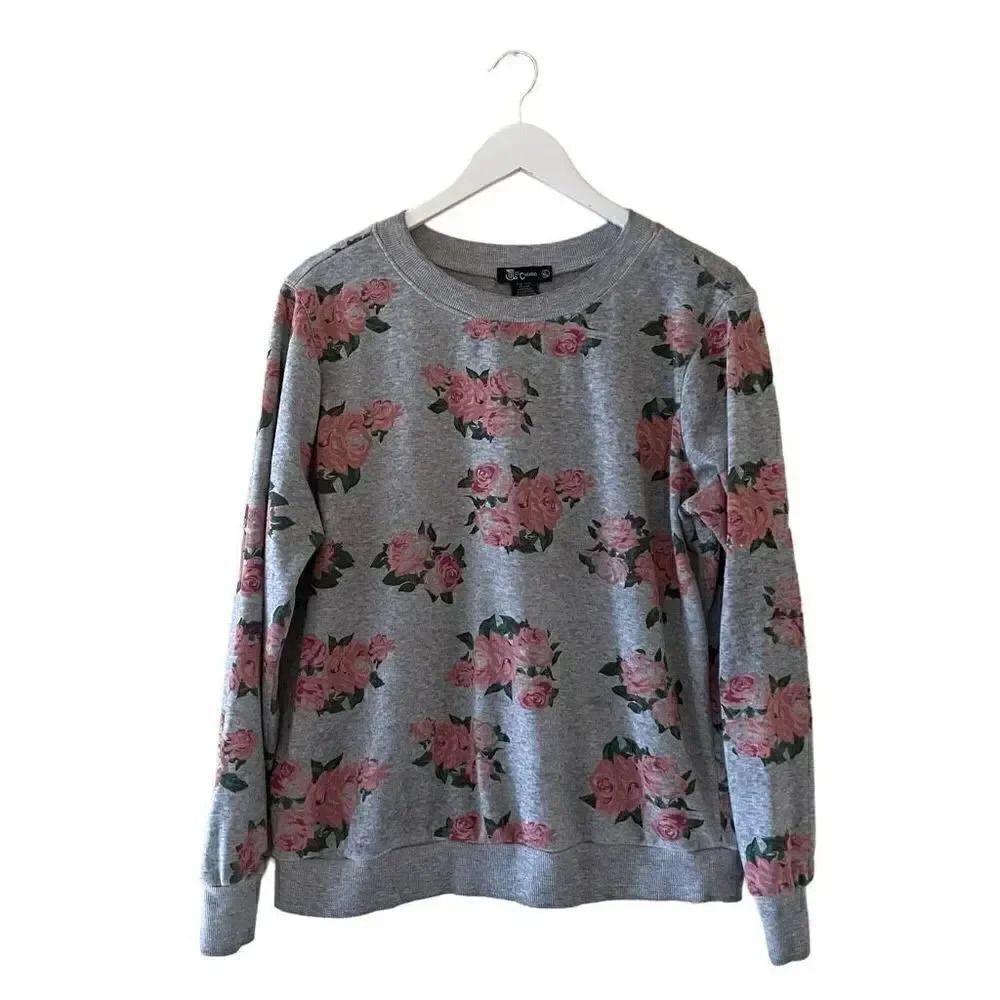 Miss Chievous Gray Pink Roses Chabby Chic Romantic SZ XL #1790